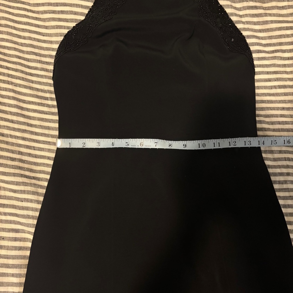 Vintage beaded backless halter mini dress, LBD little black dress - Picture 10 of 16
